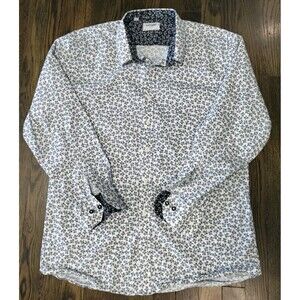 Duchamp London Button Down Shirt Men's XL Navy White Floral Print Long Sleeves